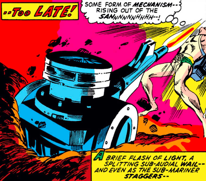 MarvelADay's tweet photo. #MarvelADay #SM48 The Cosmic Cube is at a sunken AIM base in the Gulf of Mexico, and for that reason Doom recruited Namor. Seems that the base isn't quite defenseless! - VA https://t.co/vTg6Lsnb3w