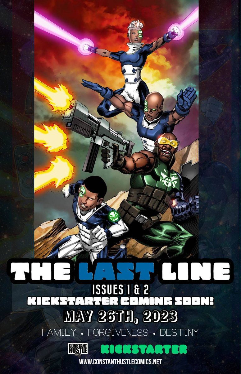 CHustleComics's tweet photo. The Last Line is a story of family and forgiveness. Constant Hustle will be launching  #1 and 2 in May. We can’t wait to introduce the First Family of indie comics. 
#ConstantHustleComics #longlivethehustle #RepresentationMatters #blackcosplay #comicbooks #indiecomics #blerdcon https://t.co/WcvdFC2oeF