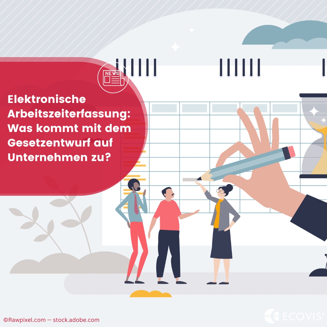 ecovis_com's tweet photo. Laut dem neuen #Gesetzentwurf des Bundesarbeitsgerichts müssen Arbeitgeber zukünftig die #Arbeitszeiten ihrer Beschäftigten elektronisch erfassen.

➡️ Welche Vorgaben der Gesetzentwurf vorsieht und was Unternehmen jetzt tun sollten, dass erfahren Sie hier: https://t.co/UUMPVPEHit https://t.co/d7Uo5wsxs4