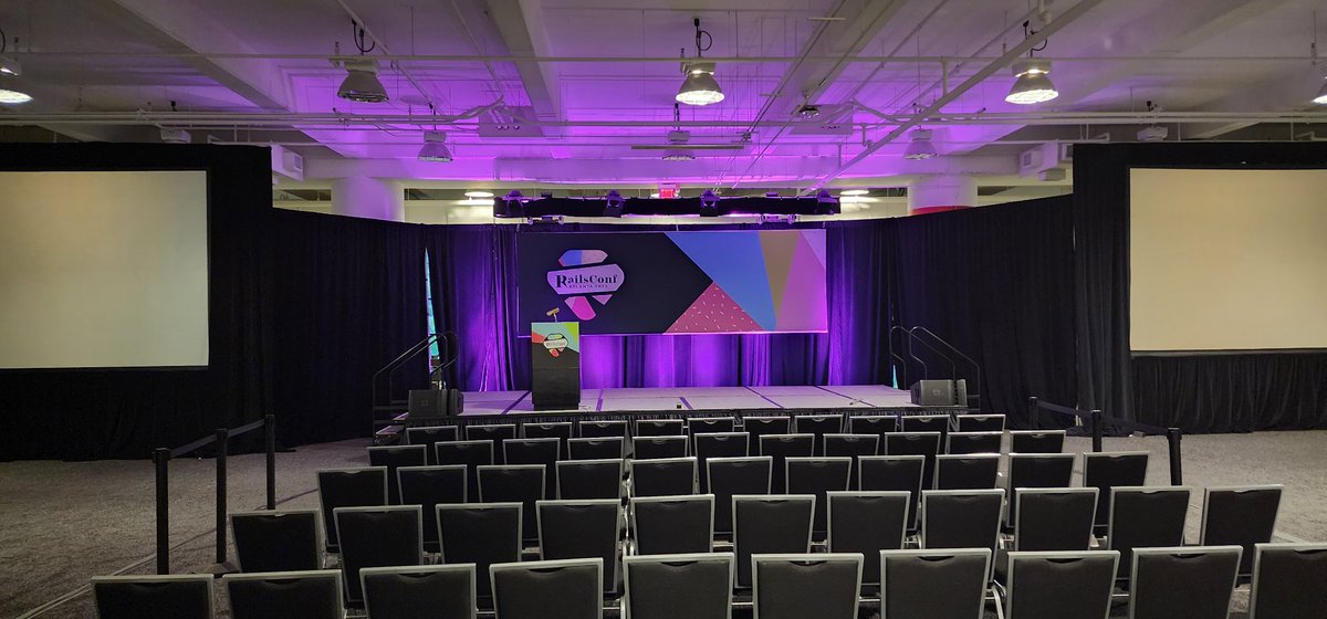 kobier's tweet photo. The stage on the morning of day 1 #railsconf https://t.co/2vkfItHlEN