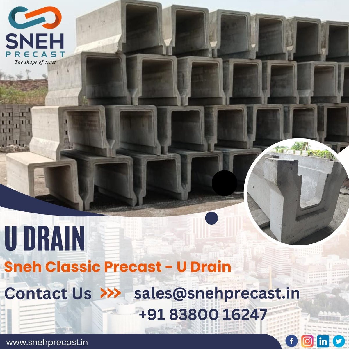 SnehPrecast's tweet photo. Sneh Classic Precast - U Drain
#precastconcrete #precast #precastconstruction #drainagesolutions #construction #drainagesystem #drainage #drainagesolutions #qualityservice #qualiyproducts #concretedesign #drainservice #drain #udrain #snehprecast #pune https://t.co/GhJHboD3k5