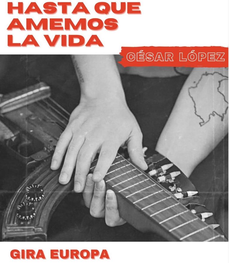 ¡<a href="/cesarlopezmusic/">CÉSAR LÓPEZ</a> en ruta! Su gira europea de hará parada este viernes en #Barcelona, donde podremos disfrutar de canciones de esperanza, no violencia y resistencia surgidas de su compromiso con la construcción de la paz en #Colombia. 

Viernes 28 a las 20h en <a href="/americatalunya/">Casa Amèrica Catalunya</a>.