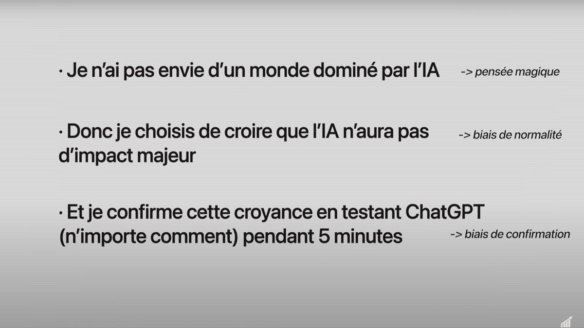 AiExplorerFR's tweet photo. @XenoMuseum Extrait de la dernière vidéo de marketing mania

Les gens ne voient pas l'intérêt de l'IA et/ou affirment qu'elle n'a pas de valeur car ils PREFERENT croire ça que de voir la vérité en face

Accepter la vérité revient à accepter que le futur est sombre pour eux https://t.co/NMiTykQjTF