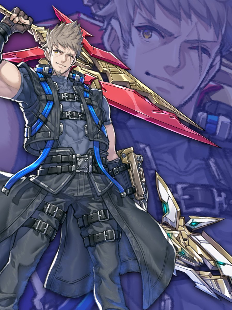 Rex is a swordsman of impressive stature who fights using a pair of blades. He lost his left eye in a previous battle. Rex has a bold and frank personality, and together with Shulk leads an organisation called the Liberators.