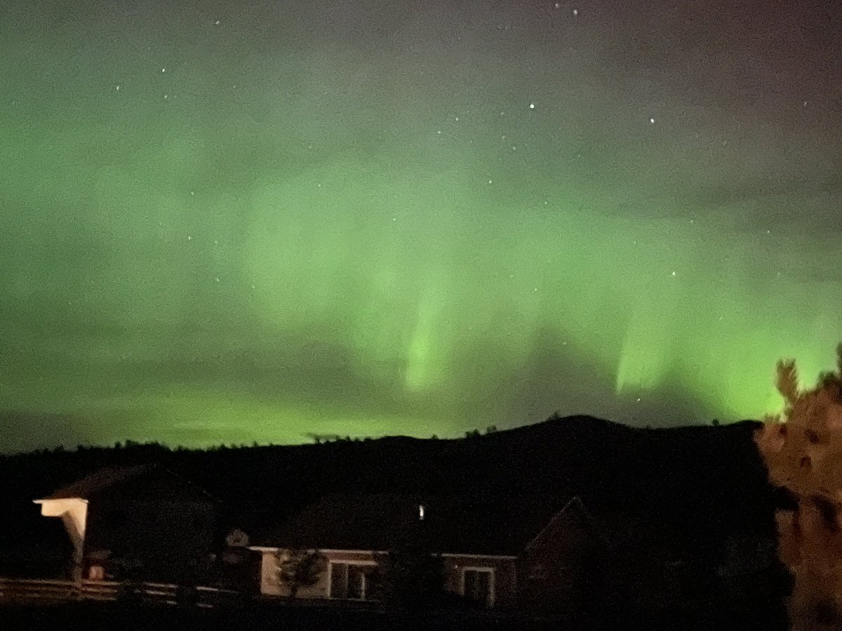 H2OEducator's tweet photo. Northern lights as seen from our back patio in Helena Montana. Took photos with my iPhone 12 and my Nikon D7000 on a tripod. The first two are with my iPhone. Next two our from my Nikon. Enjoying being retired. Miss the people &amp; students. Love my new adventures. https://t.co/H43Jd4eY1r