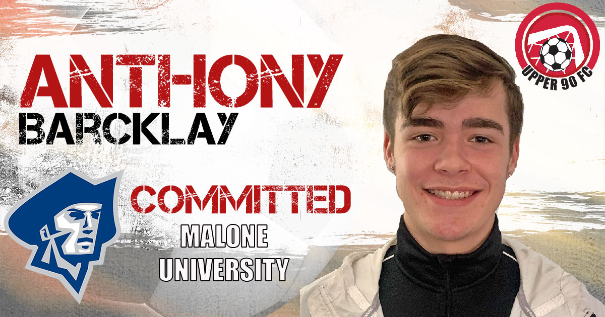 Congrats Anthony Barcklay on committing to continue your academic and soccer career at Malone University.  #UPPER90FC #collegebound

upper90futbolclub.com/2023/04/21/con…