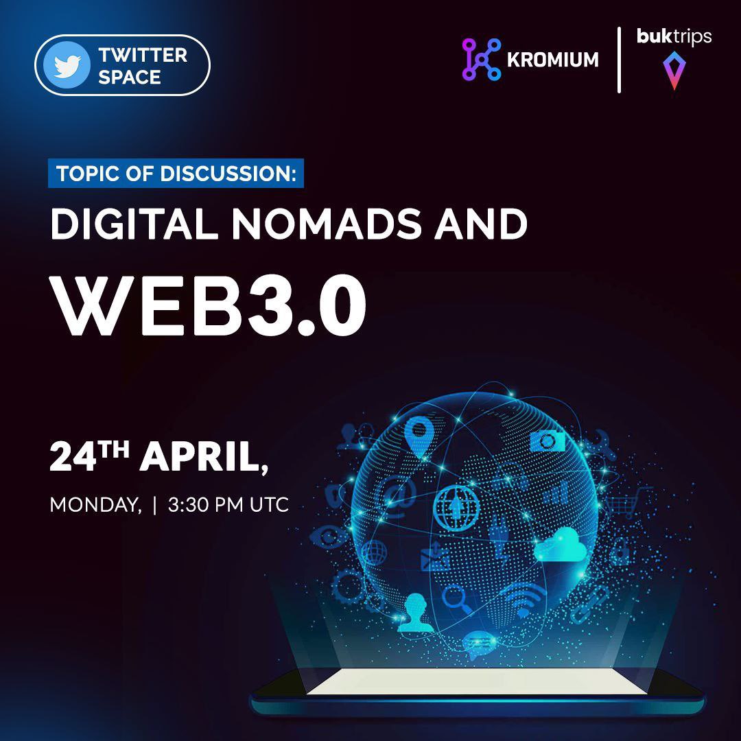 BukProtocol's tweet photo. Join us in today’s discussion about ✨Digital Nomads &amp; Web3✨

🕞 3:30 PM UTC

Set your reminders now!✊🏼

https://t.co/bookValcyM

#OwnYourStay #Buktrips #travel #digitalnomad #NFT #hotel #web3 https://t.co/u9K3mxHSvn