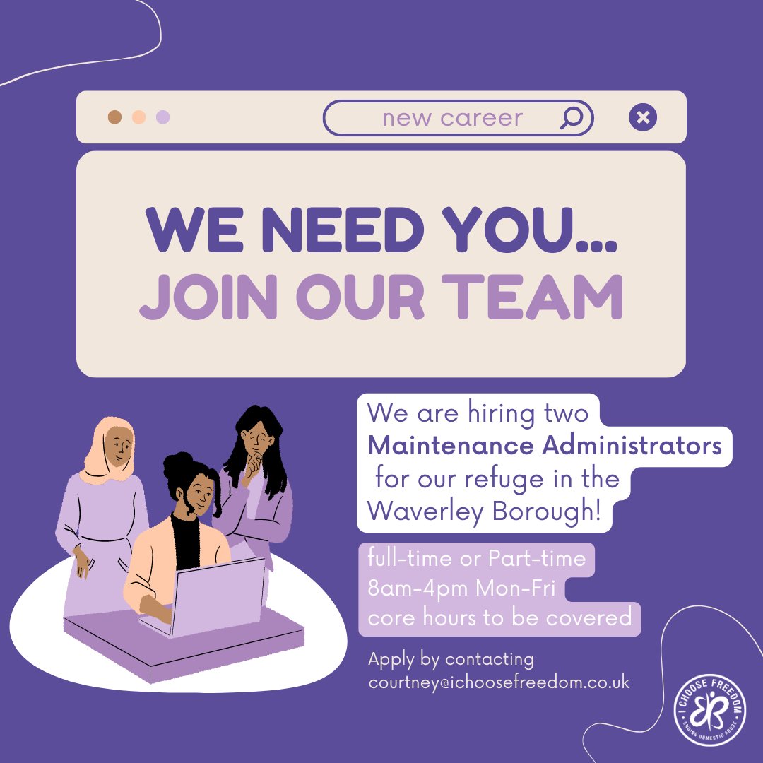 IChooseFreedom_'s tweet photo. Hiring: Two Maintenance Admins
Hours: Flexible - Part time or Full-time (core hours to be covered - 8am-4pm Mon-Fri)
Pay: £12.93 an hour
Location: our refuge based in West Surrey
Contact Courtney@ichoosefreedom.co.uk for application pack!

More info:
https://t.co/OxJb9gSkh3 https://t.co/j1ZqM8RhdI