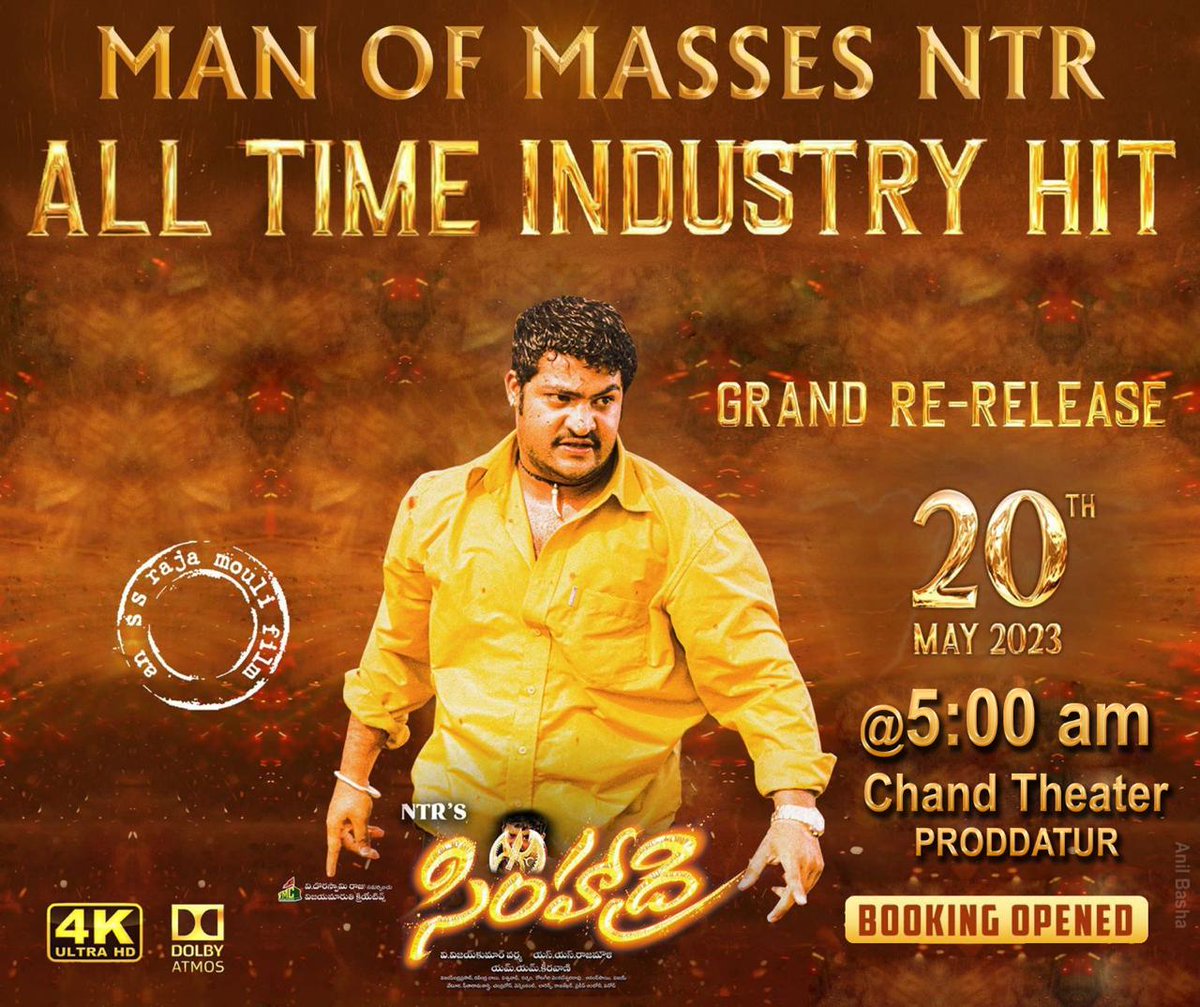 TeamRockTwood's tweet photo. Ceeded is All set to witness the Fire Storm 🔥

Special Benefit Shows at Early hours being planned to celebrate bday of #ManOfMassesNTR @tarak9999 

#Simhadri4K https://t.co/vL7pfK1PDD