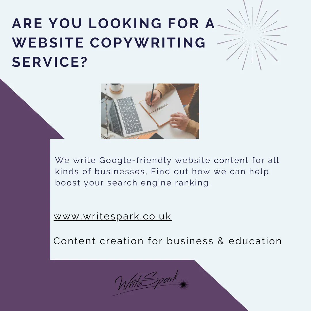 write_spark's tweet image. Do you need professional SEO-friendly copy for your website? I have many years of content writing and SEO experience. Please email hello@writespark.co.uk
#SEOcontent #SEOcontentwriter #SEOcontentwriting #Webcopy