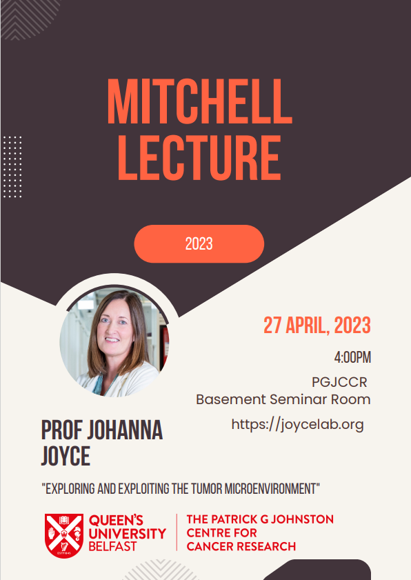 We're delighted to be joined by @Johanna_A_Joyce for #MitchellLecture 2023.
'Exploring and Exploiting the Tumor Microenvironment.' 
27 Apr @ 4pm