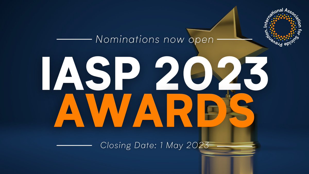 🌟 IASP 2023 Awards are OPEN! 🌟 The Stengel Research Award is for active academics with at least 10 years of scientific activity in the field, who have a deserved reputation for outstanding research in the field of suicidology. Nominate 👉 bit.ly/3Am1SdZ