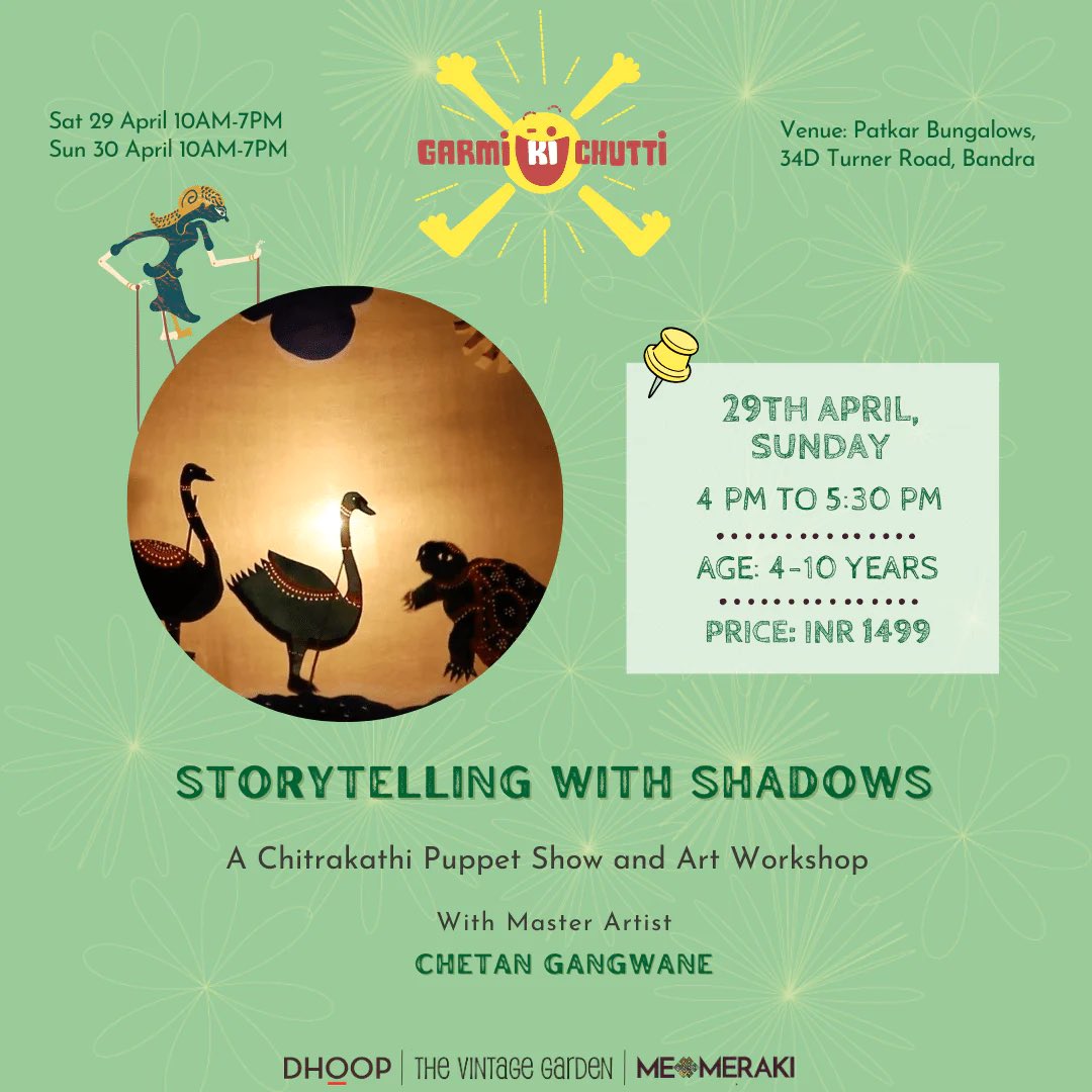 memerakisocial's tweet image. 🎨🌿 Give your child the gift of storytelling through various forms of art! Join us on 29th April for an immersive workshop with talented Master Artists. Ages 4-10 welcome! 🌿🎨 Link to register: bit.ly/3otV8YQ #GondArt #ChildrensWorkshop #Bandra #MeMeraki