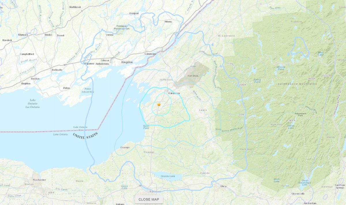 USGS's tweet photo. Did you feel the M3.6 earthquake near Adams Center, New York, on Sunday afternoon? If so, please let us know at https://t.co/mnjUJXoBcc
More information on the earthquake may be found here: https://t.co/Ecs3v6O3oe
#AdamsCenter #UpStateNewYork https://t.co/xSeHbb7vdO