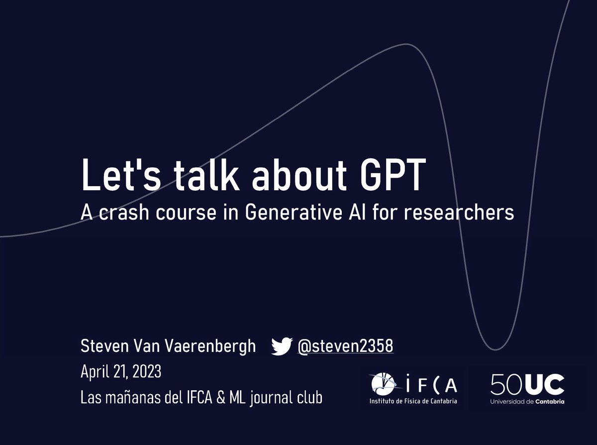 On Friday, I had the opportunity to share insights on using generative AI for academic research, with researchers at <a href="/IFCA_CSIC_UC/">IFCA</a>. Here are my slides: bit.ly/generativeAI4r… Featuring 🤖#ChatGPT, 🌎#BingChat, 💻#GitHubCopilot and other #generativeAI tools.