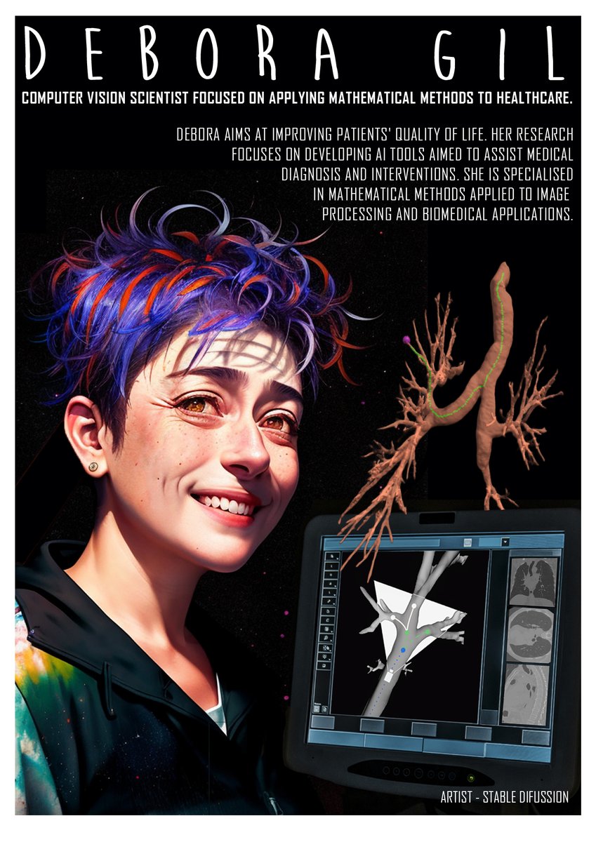 CVC_UAB's tweet photo. Our 10th #CVCWomeninScience poster is... Debora Gil’s!! 🎉♀️
She’s a #ComputerVision professor and the IAM group PI focused on applying #maths to healthcare 🤖📷🩺👵
She aims to improve patients' quality of life with #AI-assisted medical tools.

#CVCPeople #11F #8M #DigitalHealth https://t.co/KobOd01Cb9
