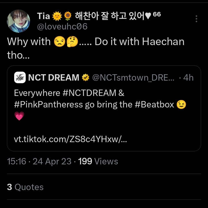 renjunaeri's tweet photo. and keep the hate coming! renjun x pinkpanthress tiktok happened so 🤭 https://t.co/KjewvYCb5Z