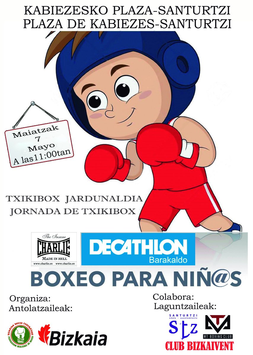 Domingo 7 de Mayo🥊

Jornada de Txikibox en la plaza de Kabiezes (Santurtzi)

11:00 de la mañana !!!