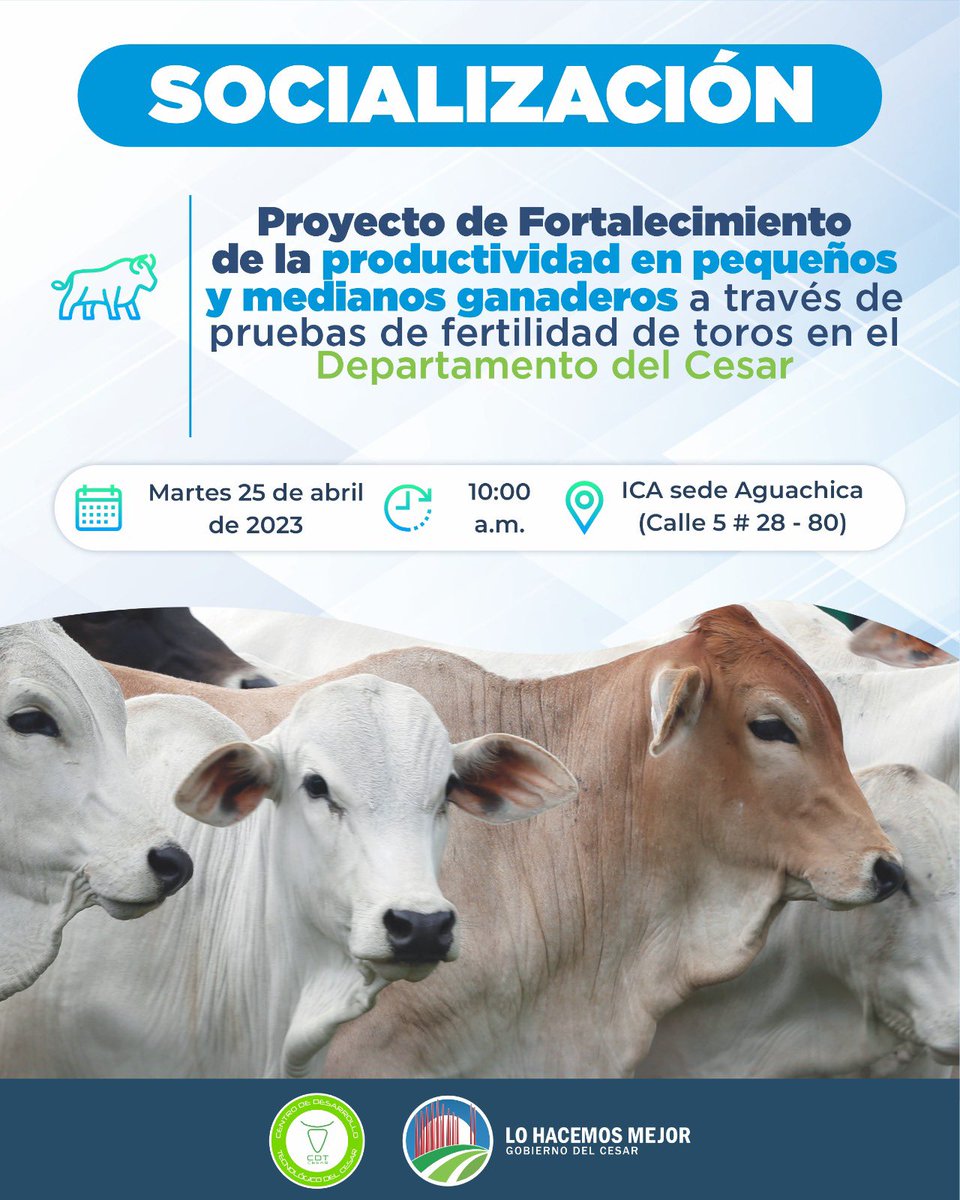 #Socialización El Gobierno del Cesar invita a la socialización del Proyecto de Fortalecimiento de la Productividad.