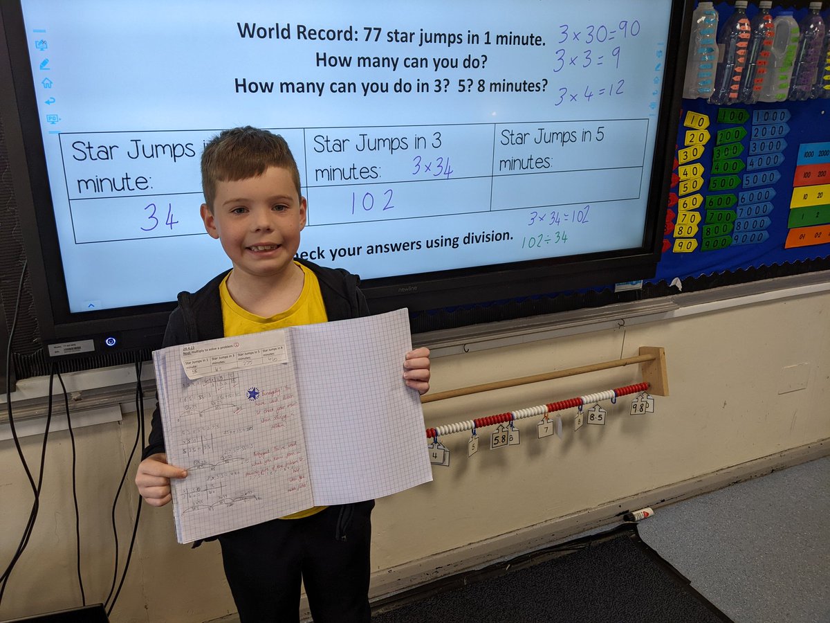 stdavidsrc2017's tweet photo. #sdpsy4 have been finding out if they can beat the #WorldRecord for the most star jumps in 1 minute!  We used multiplication to calculate and then division to check their own work! #ambitiouscapable #richtask https://t.co/hcBe5RFGa3