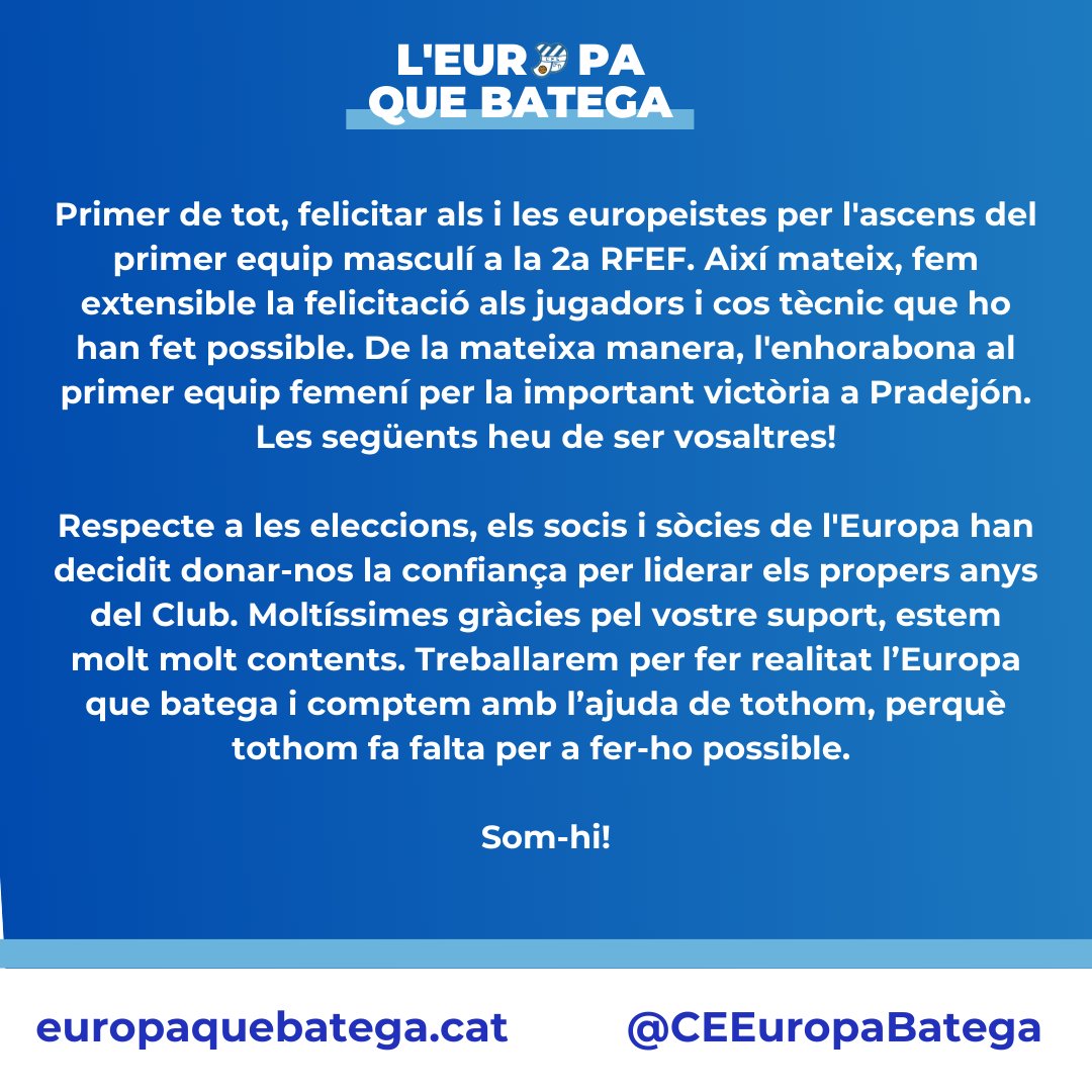 Europeistes, simplement, moltes gràcies!
<a href="/CEEuropa/">Club Esportiu Europa</a>