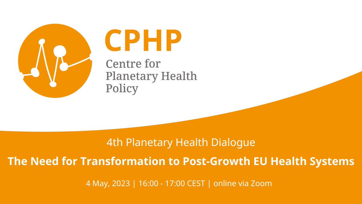 cphp_berlin's tweet photo. Our Planetary Health Dialogues are entering its 4th round!
📆 4 May, 4-5pm CEST
@EuroHealthNet's @CaroCostongs &amp; CPHP's @Rvandepas will focus on the need to transform EU health systems towards #healthequity and a #wellbeingEconomy.
Info &amp; registration: https://t.co/ntenvBYSsK https://t.co/qyrk9zlFY7