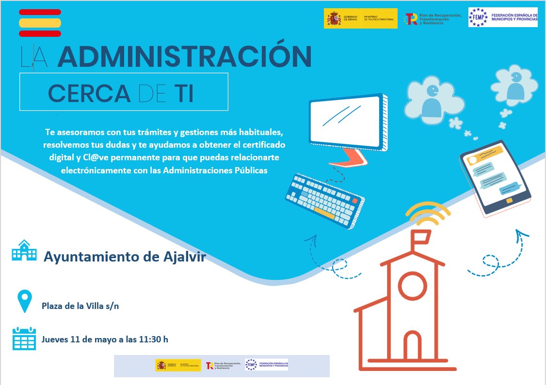 AAjalvir's tweet photo. ***PLAN “La administración cerca de ti”***

El Ministerio de Política Territorial, tiene como objetivo principal dar a conocer los servicios y prestaciones ofertados por la Administración General del Estado a los ciudadanos de municipios(...)
+info: https://t.co/o6b5L8tA4j https://t.co/9wHFYVZvzn