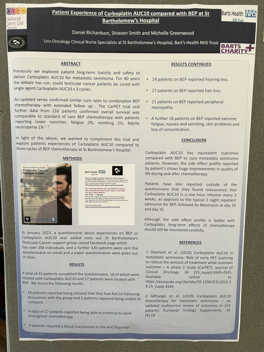 Posters on display at the @NGermCellG for #NGCGGlasgow23 representing @BartsHospital. Well done @shiv_smith, @Michelle_Barts and @j_shamash! #CNSValue