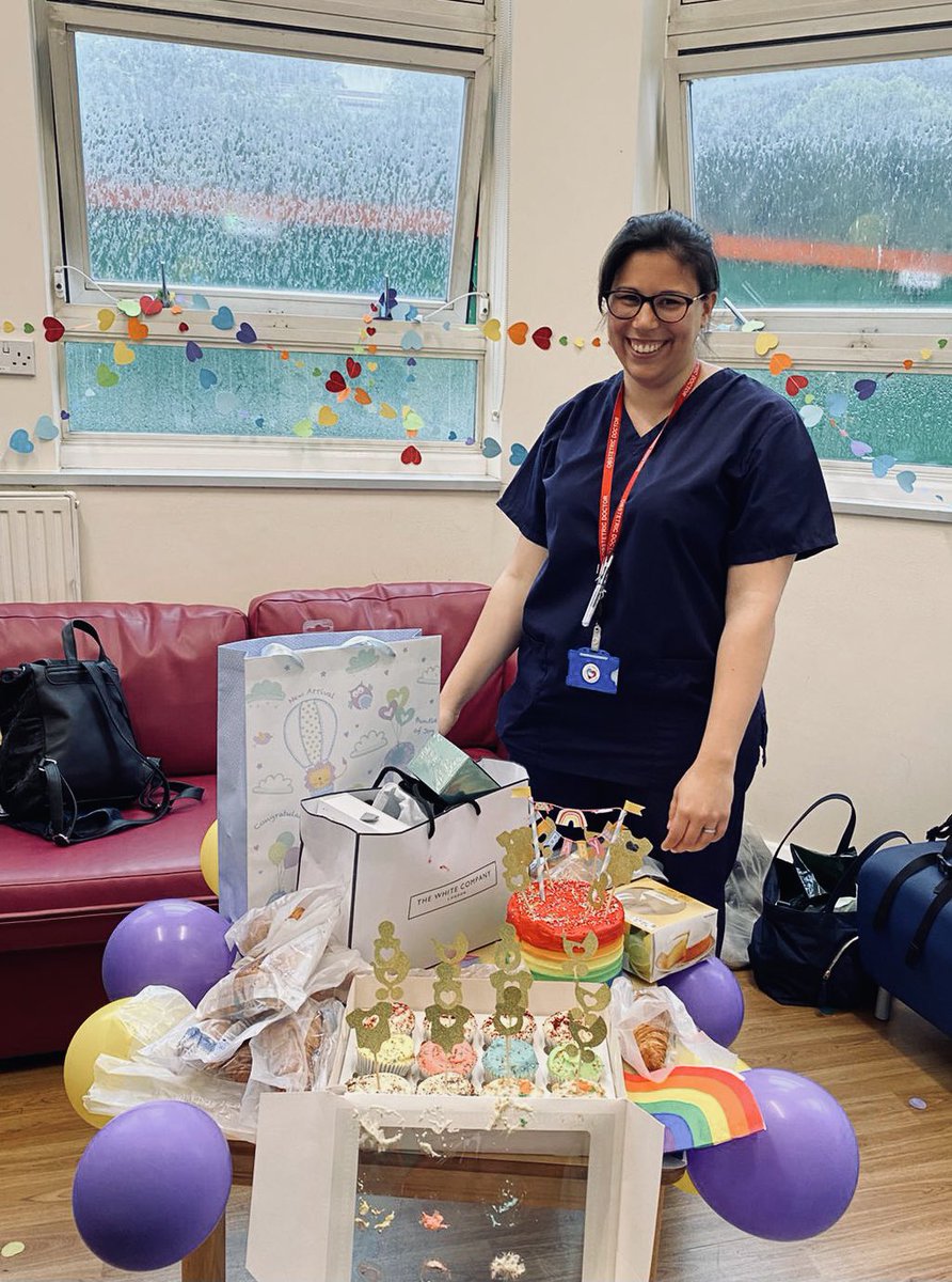 Colleagues who threw me a surprise rainbow baby shower on labour ward when I was worrying how to explain my shared parental leave absence to the wider team. Subtlety isn’t @doctorrah ‘s forte…this is allyship ❤️#prideinsurgery