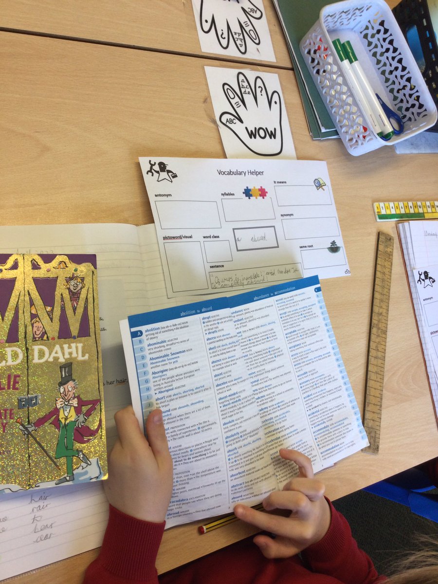 MD_Class3's tweet photo. ‘Absurd’
The children identified ‘absurd’ as a word they were unsure of from our class book. We used dictionaries to find the meaning of the word and looked at synonyms &amp; antonyms 📚 
@MillDamSchool #MDreading https://t.co/IxeQOTgv35