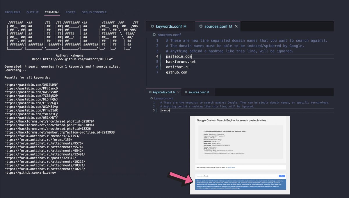 cyb_detective's tweet photo. BLUELAY

A tool to search for keyword list mentions (keywords.conf file) on Pastebin and other websites ( sources.conf file).

https://t.co/DgtQGN6cEY

* A list of 20+ Pastebin analogues can be found here:
https://t.co/B2g1MWmh07 https://t.co/rFQa2Iitp2