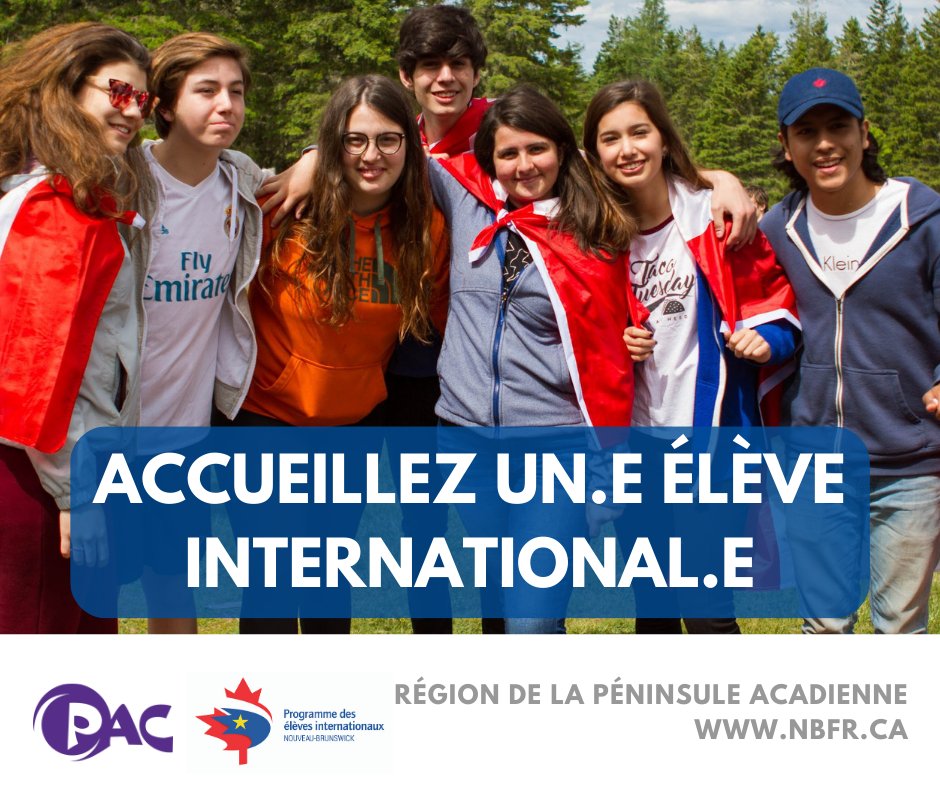 On est à la recherche de familles d'accueil dans la région de la Péninsule acadienne
pour notre programme international  ! 
Vivez une expérience internationale de chez vous!
Pour plus d'information: 506 532 8532 ou admin@pacnb.org 
Demande d'info: pacnb.org/fr/services/pr…