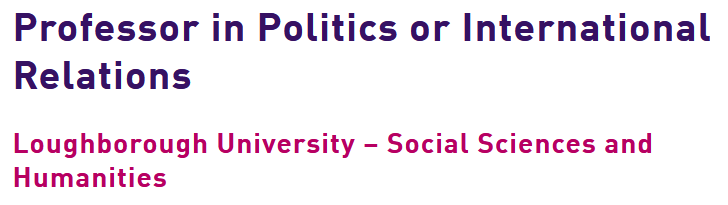 Come work with us! We <a href="/LboroIRPH/">Lboro International Relations, Politics & History</a> <a href="/lborouniversity/">Loughborough University</a> are recruiting a #Reader or #Professor in #Politics or #InternationalRelations (there are also jobs in other areas of Social Sciences &amp; Humanities):  lboro.ac.uk/join-us/better…