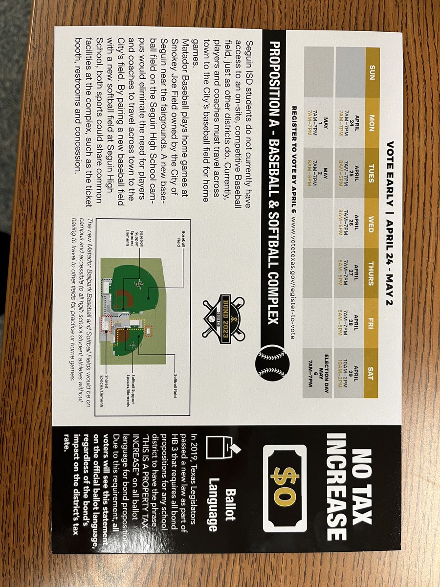 Get out and vote early! Our students deserve it. I was a softball coach for 8 years home field is important <a href="/KoenneckeES/">Koennecke Elementary</a> <a href="/SeguinISD/">Seguin ISD</a> <a href="/SeguinHSTx/">Seguin High School</a> <a href="/Matador_Support/">Seguin ISD Student Services</a> <a href="/DrMattGutierrez/">Matthew Gutiérrez, Ed.D.</a> <a href="/lasirena73/">Christine Peréz (ella/she/her)</a>