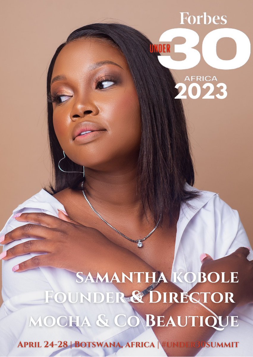 Congratulations to our Director for being selected as a delegate for the 2023 Forbes 30 Under 30 Africa Summit! @forbesafrica 

mochaandcobeautique.co.bw

#Forbes30Under30AfricaSummit #ForbesAfrica30Under30