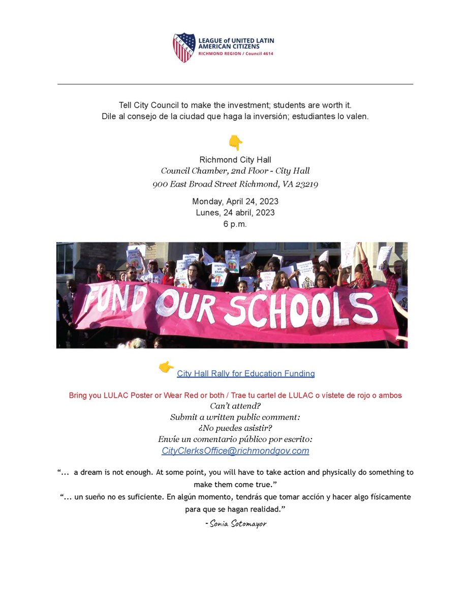 City Hall Rally for Education Funding

Today @ 6!