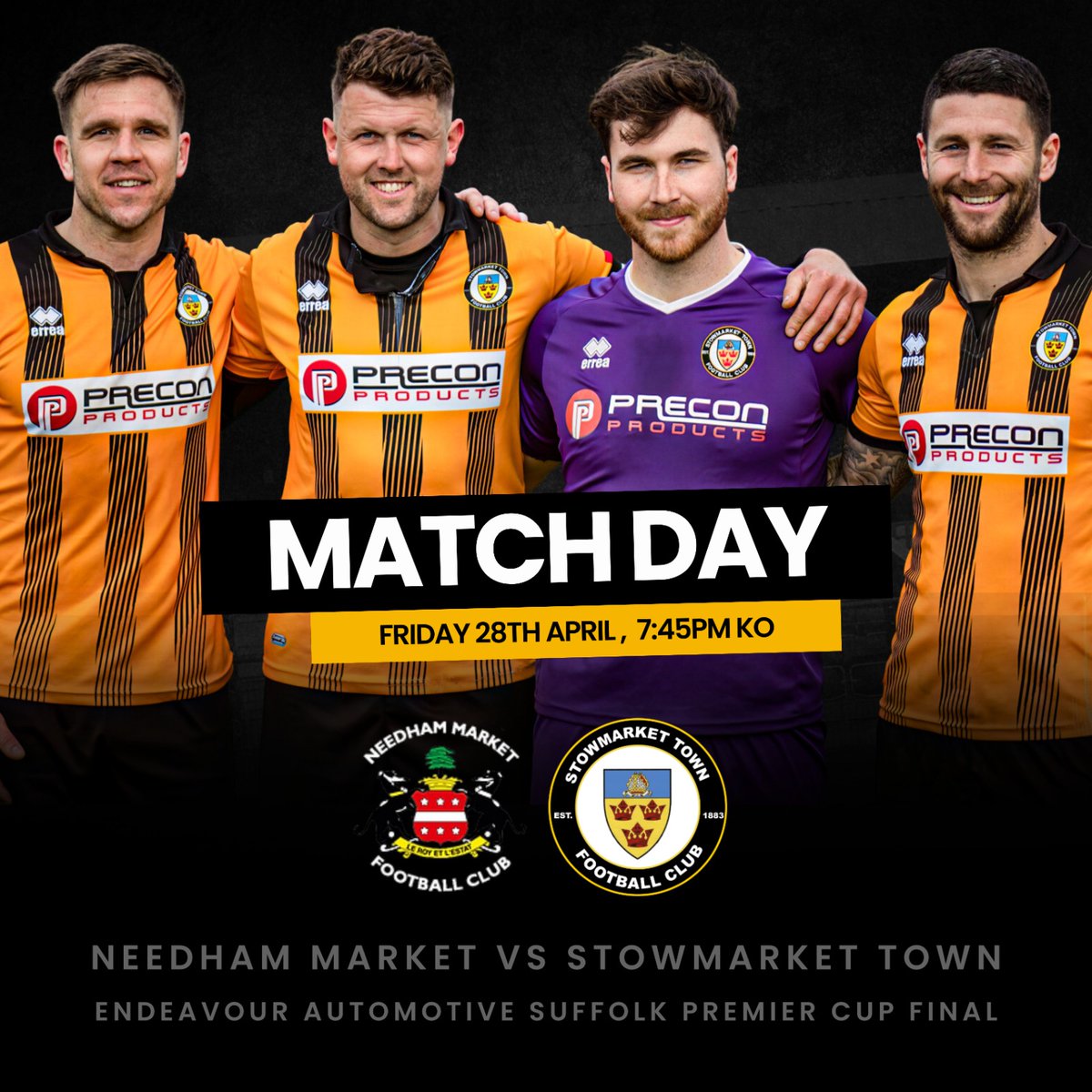🚨 GAMEDAY!

The game we've all been waiting for. Final day vs <a href="/needhammktfc/">Needham Market FC</a> 

📍 Ram Meadow, BSE
🏆 Suffolk Premier Cup Final
⌚️ 7.45pm kick off

Reminder to book your tickets in advance

🔗 suffolkfa.eventcube.io/events/47291/n…