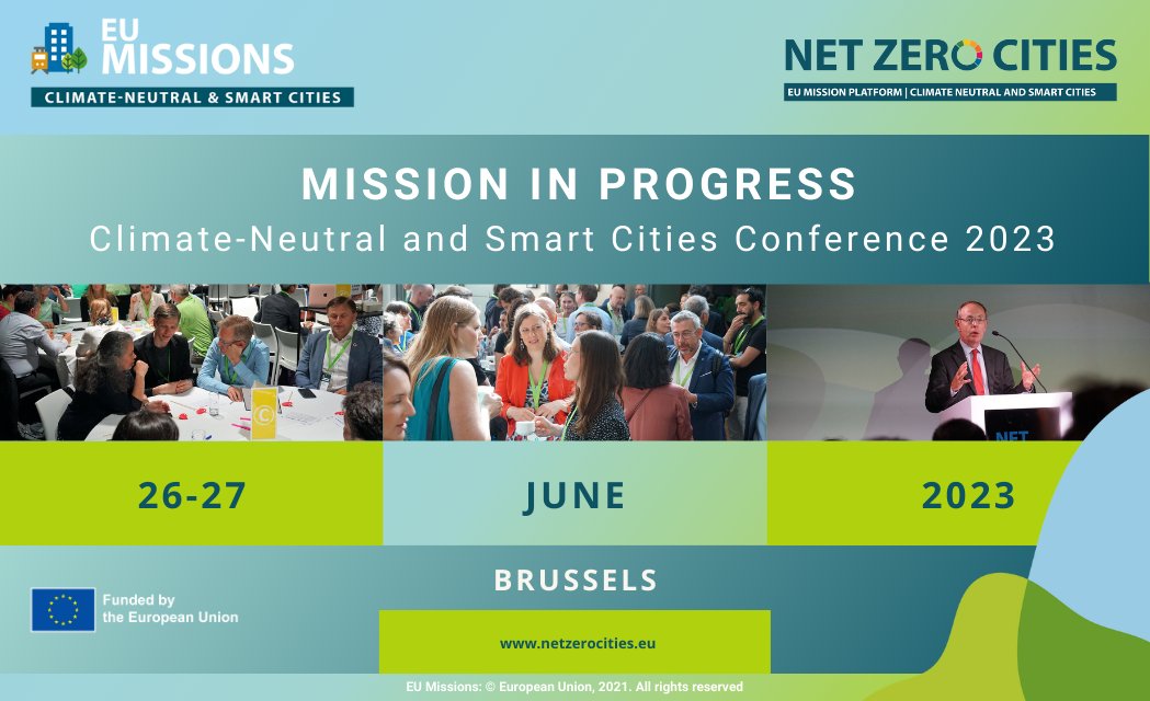 📣We are excited to announce that the #MissioninProgress Climate-Neutral and Smart Cities Conference will be held on 26-27 June. The event will bring together <a href="/EU_Commission/">European Commission</a> &amp; <a href="/NetZeroCitiesEU/">NetZeroCities</a> representatives, #MissionCities mayors &amp; practitioners, and national &amp; regional rep.