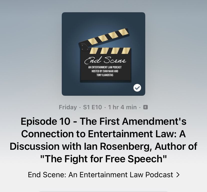 freespeechbook's tweet image. Listen to @endscenepod to hear what THE FIGHT FOR FREE SPEECH has to say about the intersection of #FreeSpeech &amp;amp; #EntertainmentLaw. Author @LuckiestGuyLES talks with hosts @TheIPProfessor &amp;amp; @evannaar3 about #libel, #parody &amp;amp; #StarWars. 🎧: podcasts.apple.com/us/podcast/end…