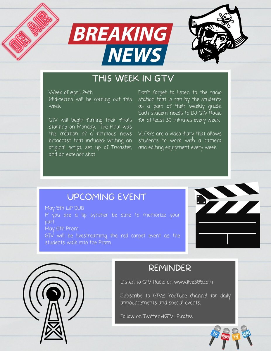 GTV Newsletter for week of April 24th. <a href="/GCHSPirates/">Greensburg Comm HS</a>