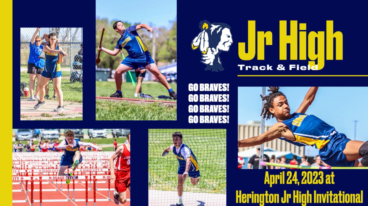 Good luck to the Jr High Track team as they compete in the Herington Jr High Invitational today! Go Braves!