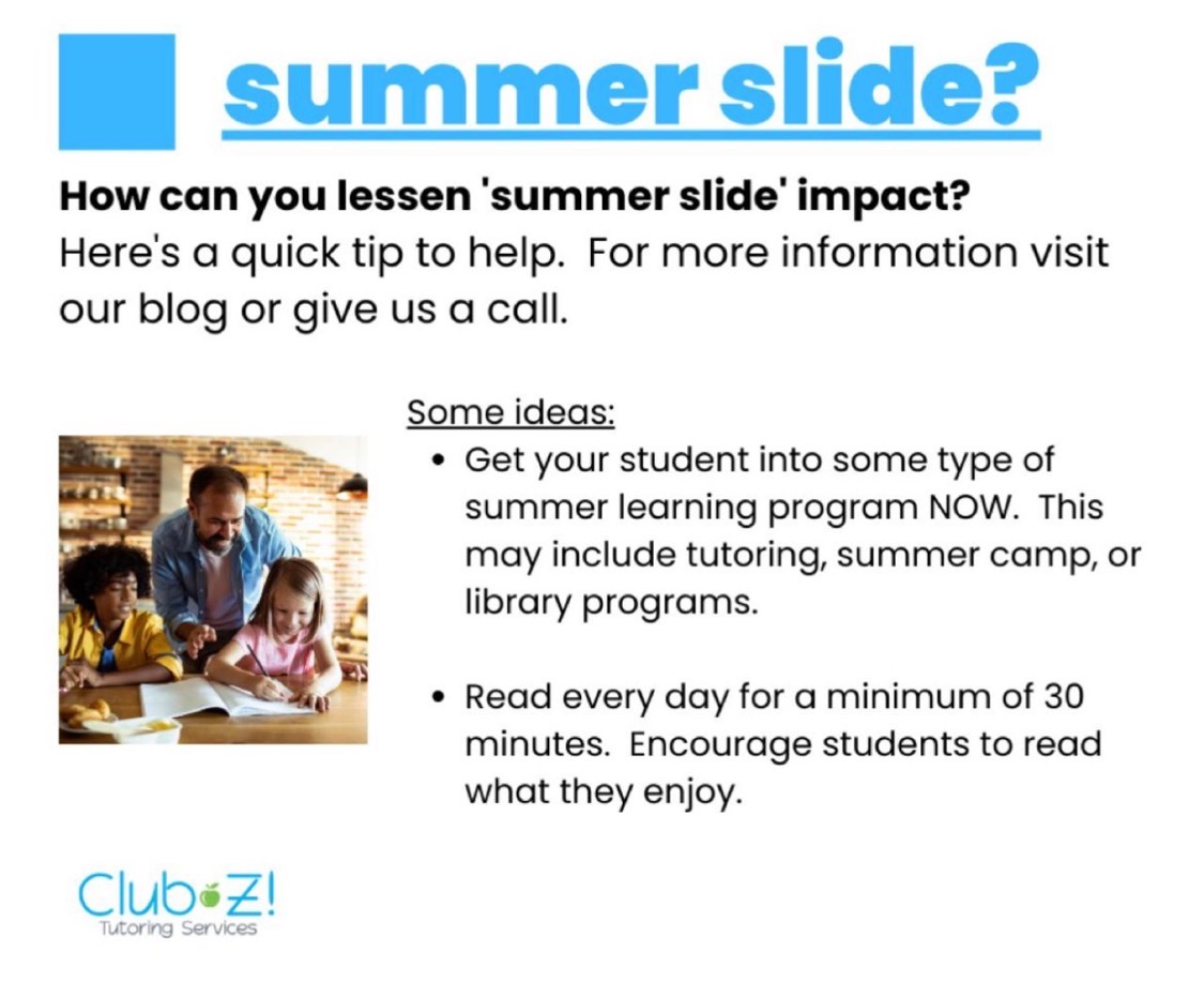 Now Enrolling for Summer Tutoring Programs.  Give us a call to reserve your tutor today.  636-486-2422 #summertutoring #ClubZ