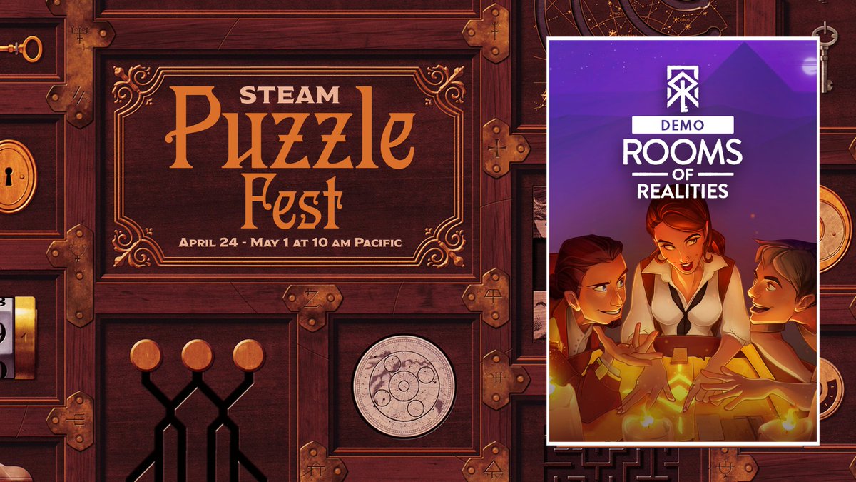 PawelFlieger's tweet photo. Demo of @RealitiesRooms from #Bluekey and @GamedustTT will be available for free on Steam #PuzzleFest. It features one room from the larger scenario and can be played solo or with up to 4 people. Available until end of April on #Steam and #Meta Applab. #RoomsOfRealities #VR https://t.co/BTYvU2L51G