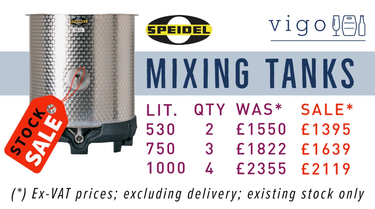 SALE on our existing stock of #speidel #mixingtanks ideal for #wine #cider #cocktails #RTDs #soda #softdrinks #kombucha #kefir #spirits #NoLow Available:  2 X 530 litre, 3 X 750 litre, 4 X 1000 litre. Move via pallet truck/forklift😎Call us 01404892100 to order!☎️ Prices ex-VAT