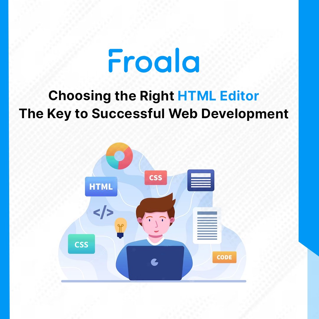 Choosing the right #HTMLeditor software can make a big difference in your productivity and efficiency. Read on to learn more about the different options available and how to pick the best one for your needs 👉 bit.ly/41HppSg

#Froala #webdevelopment #HTML #webdevelopers