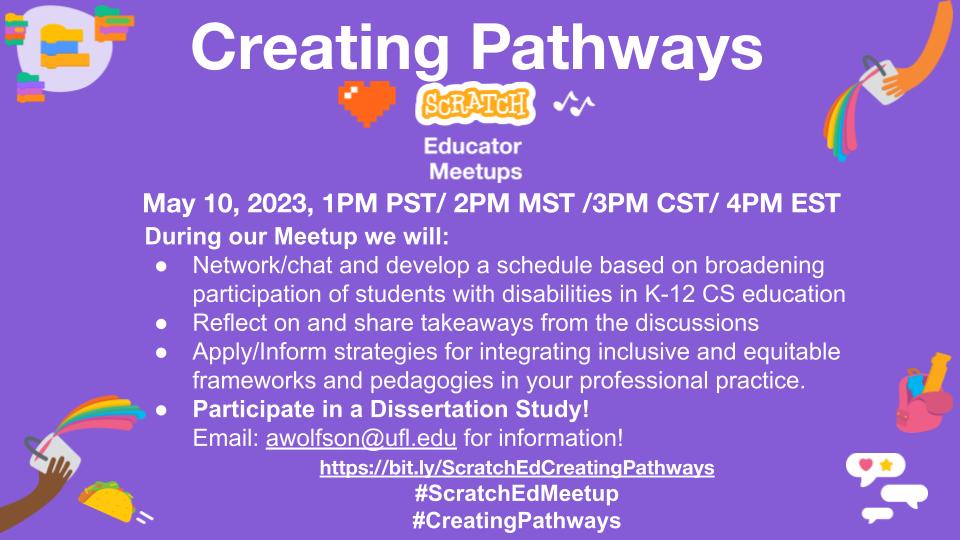 Agatorbites's tweet image. Celebrate #ScratchWeek by participating in the May #CreatingPathways #ScratchedMeetup  ! bit.ly/ScratchEdCreat… #CSforAll #CSEd #csk8 #CreativeComputing