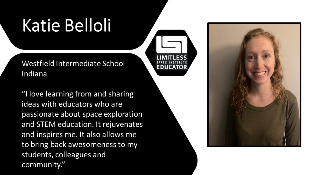 explorelsi's tweet photo. Greetings fellow space peeps! This week we would like to recognize the LSI educator of the week, Katie Belloli! Katie's passion for space exploration &amp; STEM education is unmeasured. She is all about her students &amp; the community. Thank you for being part of LSI! #explorelsi #lsi https://t.co/zleYxS2VUE