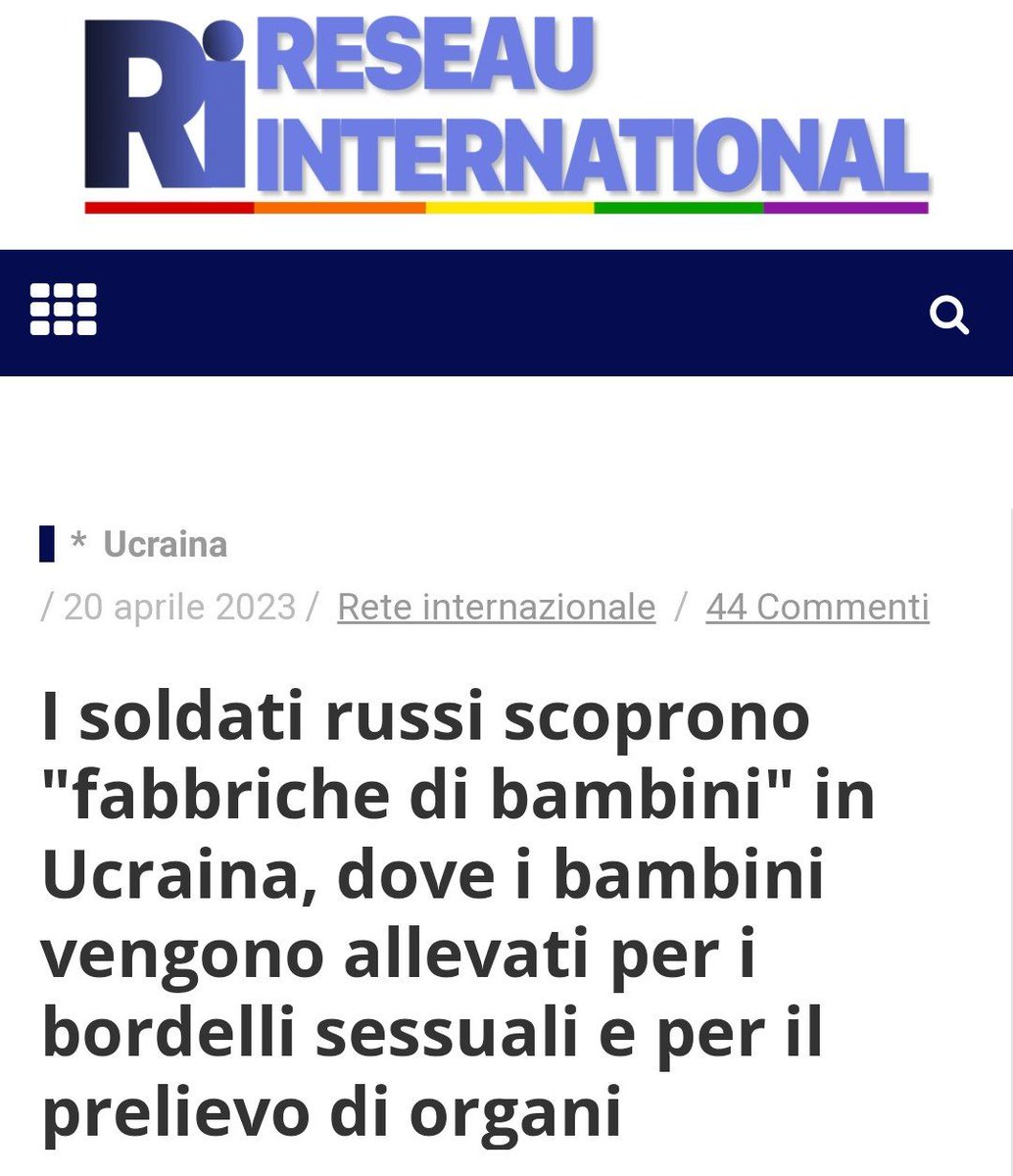 AgainCarlakak's tweet image. TERRIBILE IN UCRAINA

Militari russi scoprono in Ucraina una vera e propria catena di montaggio per l&apos;avviamento di bambini alla prostituzione o, ALLUCINANTE.. alla morte finalizzata al commercio dei loro organi.
E noi Italiani finanziamo questi rifiuti dell&apos;umanità.…