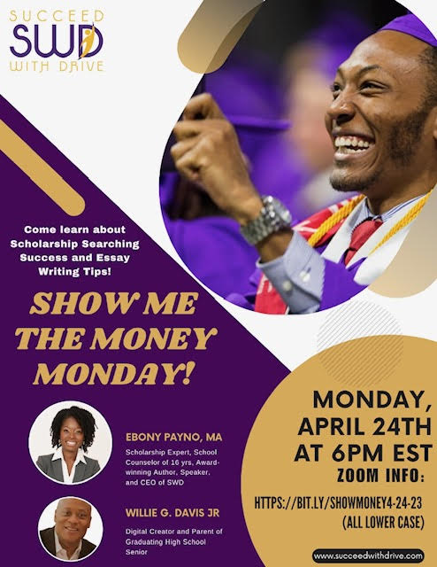 MakingREALSense's tweet image. Happening TODAY - APRIL 24, 2023, at 6 PM
SHOW ME THE MONEY MONDAY! Scholarships for College
bit.ly/showmoney4-24-… 
@SucceedDRIVE