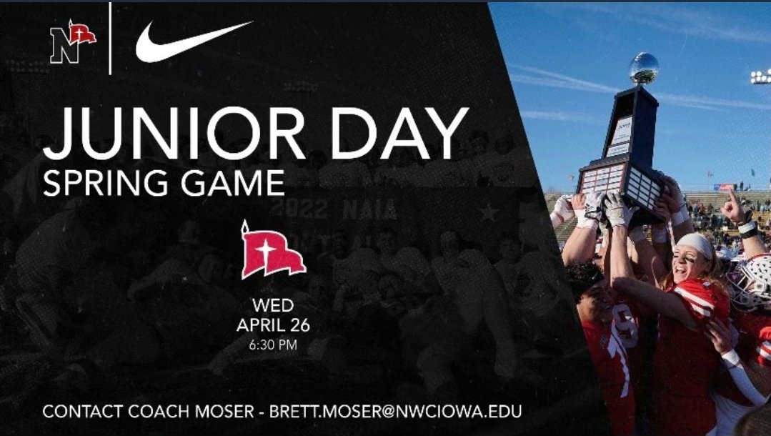 Thanks for the Junior Day invite <a href="/LetscheLevi/">Levi P. Letsche</a>!  See you on Wednesday! <a href="/nwc_fb/">Northwestern College Football</a>